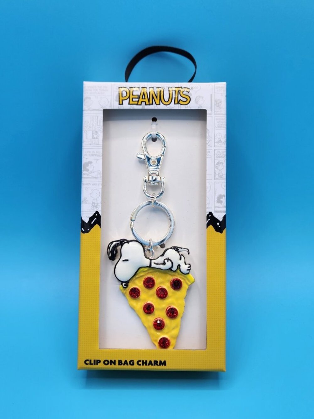 Peanuts Snoopy Pizza Pepperoni Metal Keychain Charm NEW - Picture 2 of 5
